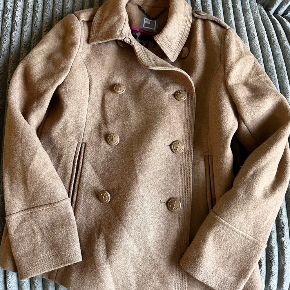 JCPenney Camel Double-Breasted Peacoat